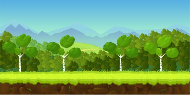 oyun arka plan 2d uygulama. Vektör tasarımı. Tileable yatay olarak. Boyutu 1024 x 512. Paralaks etkisi için hazır