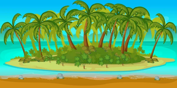 Paisaje marino de dibujos animados. Ilustración vectorial, Paisaje de playa sin costuras — Archivo Imágenes Vectoriales