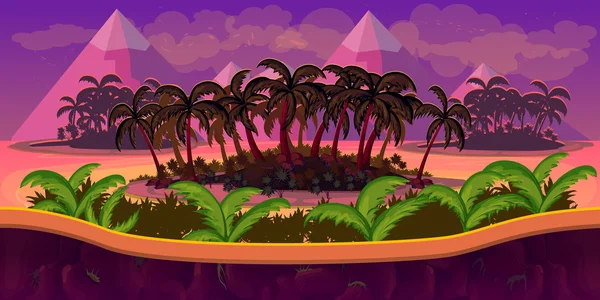 Vektör çizim - sorunsuz arka plan - palmiye ağaçları çölde - oyun tasarımı için
