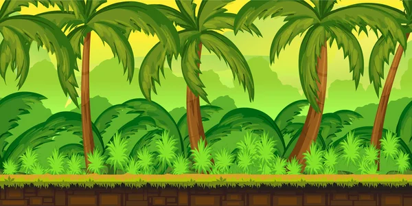 Paisaje de selvas tropicales para juego de interfaz de usuario — Vector de stock