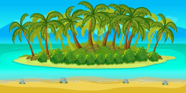 Island Game paisaje, vector de fondo interminable con capas separadas. para  . — Vector de stock