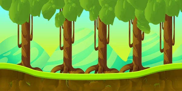 Game background 2d  application. Vector design. Tileable horizontally. Size 1024x512. Ready for parallax effect — Stock Vector