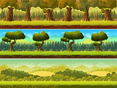 Doğa manzarası, vektör kümesi