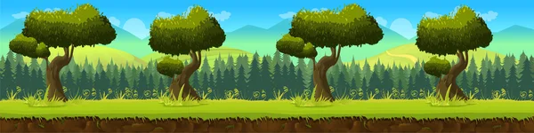 Pradera y bosque, paisaje natural, fondo vectorial — Vector de stock