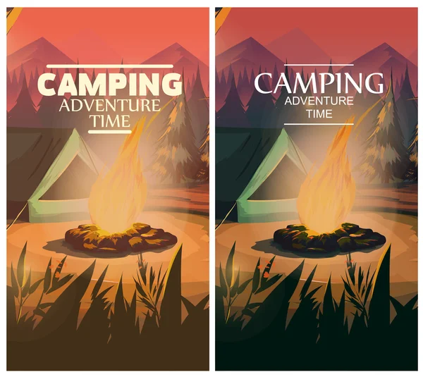 Tiempo para viajar Banner del campamento — Archivo Imágenes Vectoriales