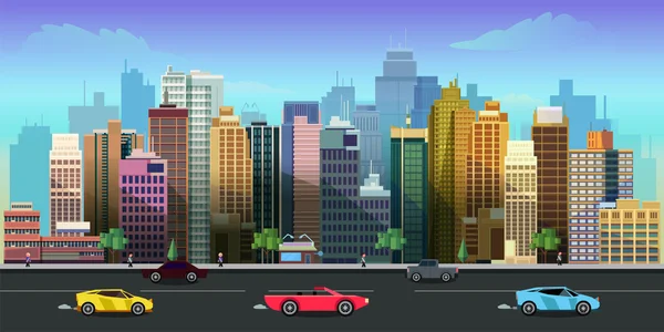 Ciudad juego fondo aplicación 2d. Diseño vectorial . — Vector de stock