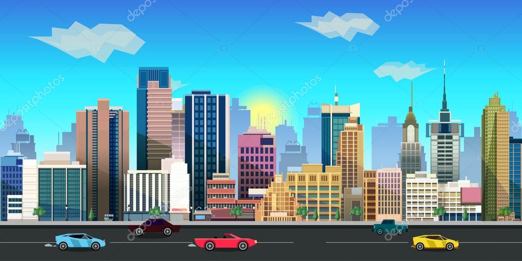 City game background 2d application. Vector design. Stock Vector Image by  ©vitaliyvill #120995688