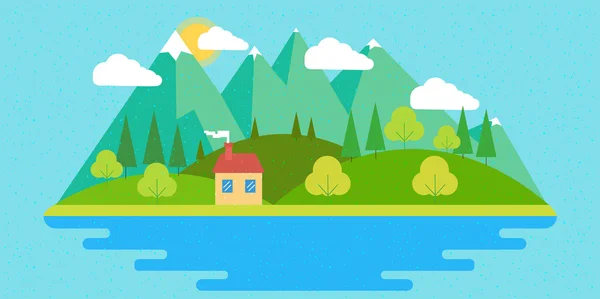 Summer landscape. Vector illustration in flat design style.