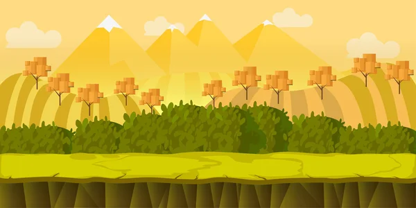 Juego 2d otoño parque paisaje con colinas, vector de ilustración — Vector de stock