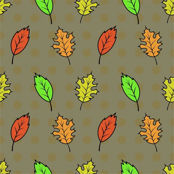 Векторный бесшовный рисунок осенних листьев. — стоковый вектор