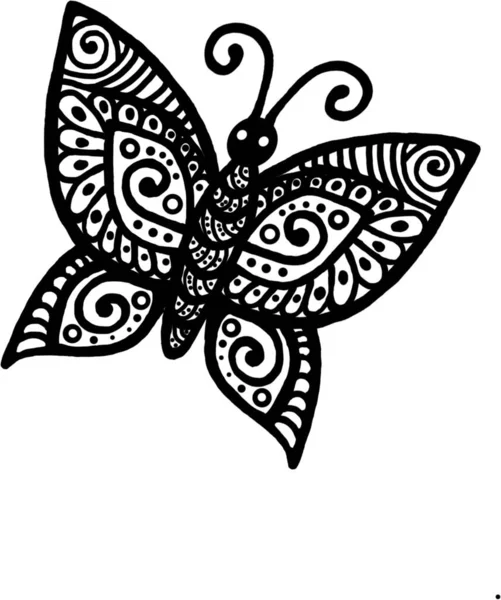Un beau papillon noir et blanc . — Image vectorielle