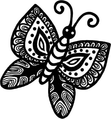 Güzel siyah beyaz bir kelebek. 