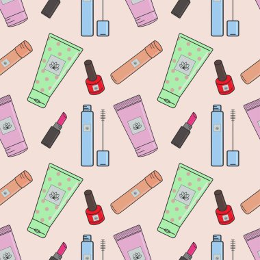 Vektör seamless modeli kozmetik.