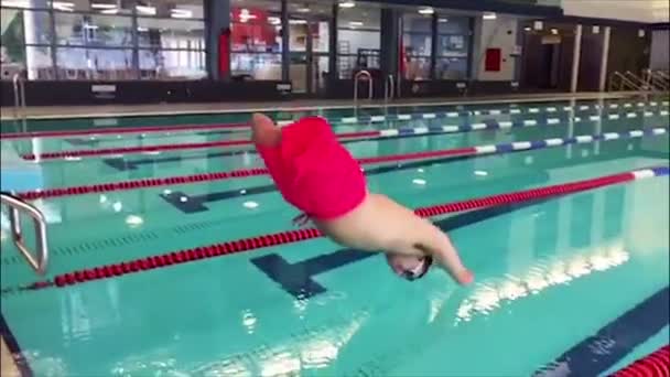 Potápění ochrnutý plavec — Stock video