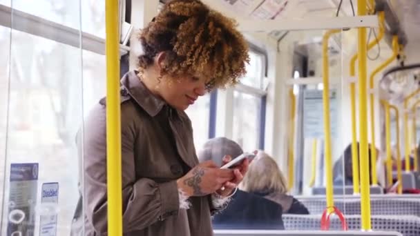 Texting on the Train — Stock Video