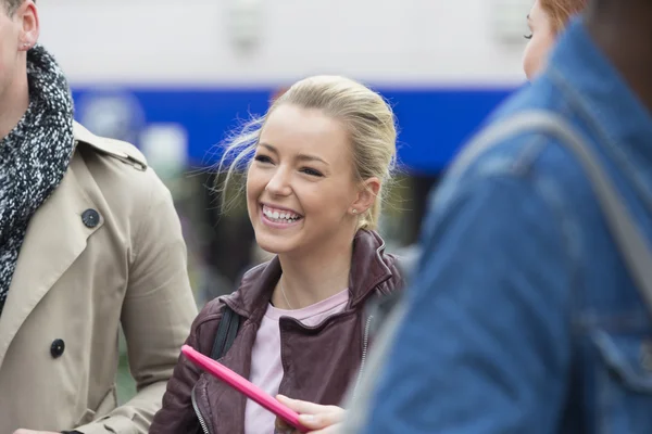 Female student in her friendship group — Stock Photo, Image