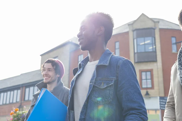 Friends on their way to lectures — Stock Photo, Image