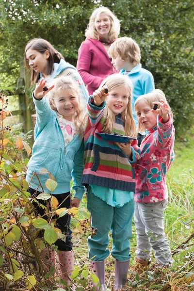 Niños posando con moras — Foto de Stock