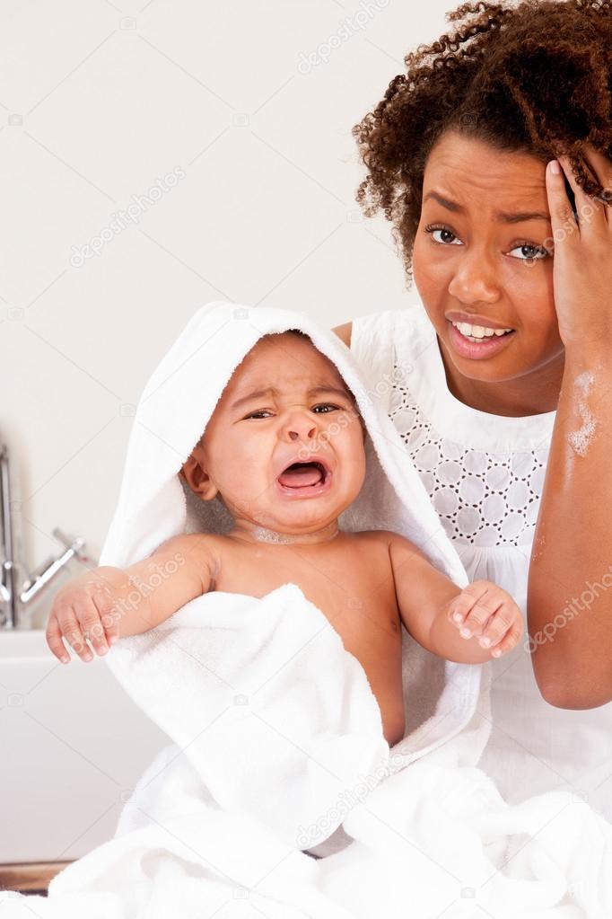 Stressed New Mum with Baby
