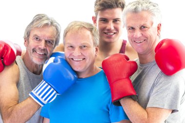 Senior boxing club with their trainer clipart