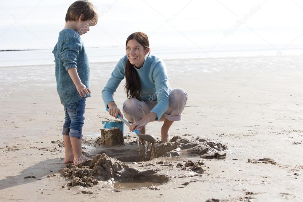 Mother and Son on the Beach