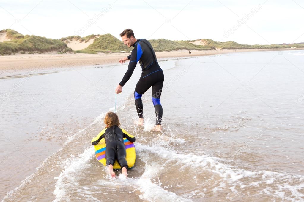 Father and son with Bodyboard
