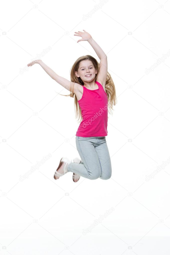 Happy Little Girl Jumping