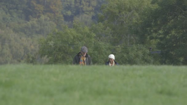 Mattina passeggiata con il cane — Video Stock