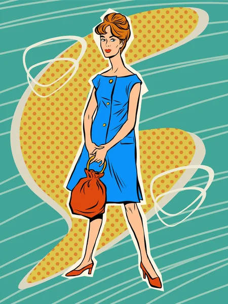 Mooie vrouw in retro jurk — Stockvector