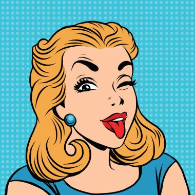 Emoji retro dil kız ifadeler