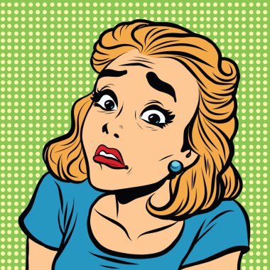 Emoji retro korku belirsizlik kız ifadeler