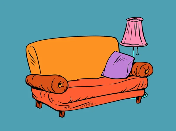 Soffa möbler med lampa i lägenheten — Stock vektor