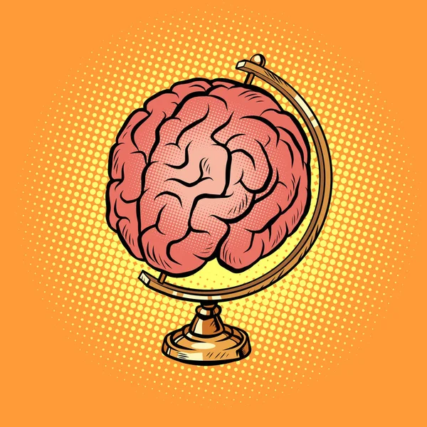 Глобус международный человеческий мозг, сознание и интеллект — стоковый вектор
