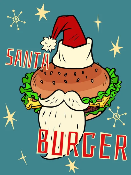 Santa Burger, Χριστουγεννιάτικα φαστ φουντ — Διανυσματικό Αρχείο
