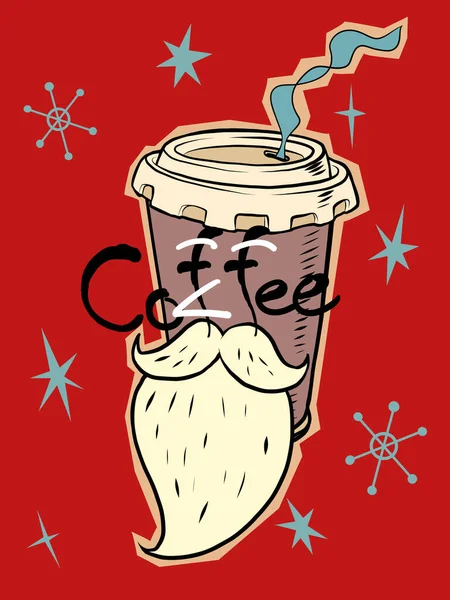 Café de Santa en una taza de papel, bebida de Navidad en un café — Archivo Imágenes Vectoriales