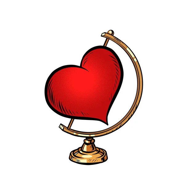 Globo cuore rosso internazionale, San Valentino vacanza — Vettoriale Stock