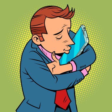 Bir adam ve yeni bir tablet. Aletlere bayılırım.