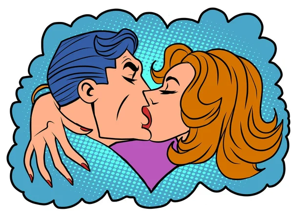 Bir erkek ve bir kadın tutkulu bir öpücük — Stok Vektör