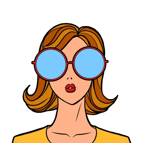 Mujer joven en gafas de sol con estilo — Vector de stock