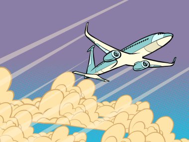 Bulutlarda uçan yolcu uçağı