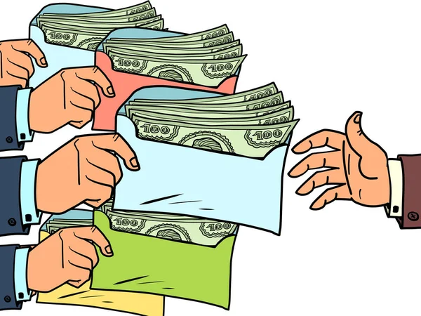 Налоги или взятки концепт-доллары в конверте — стоковый вектор