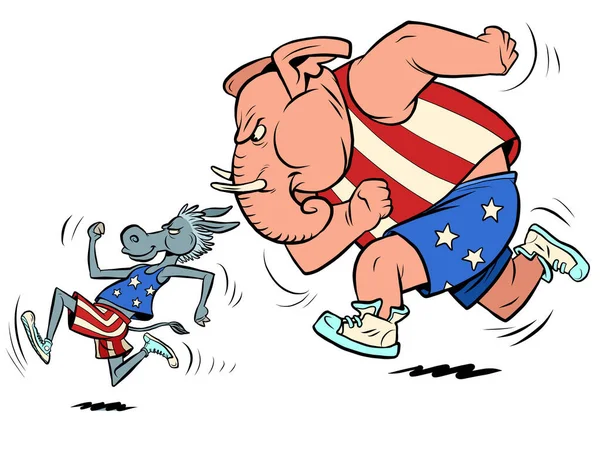 Ρεπουμπλικάνοι και δημοκράτες γάιδαροι και ελέφαντες — Διανυσματικό Αρχείο