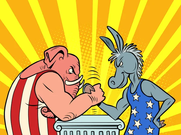Republicans and democrats donkey and elephant — Stock Vector