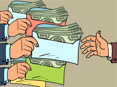 Vergiler veya rüşvetler bir zarfa dolar konsepti