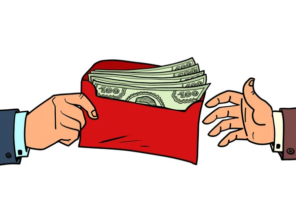 Взятка или бонусные доллары в конверте — стоковый вектор