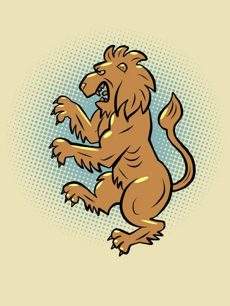Геральдичний лев. Хижак у вертикальному положенні з ротом і лапами — стоковий вектор