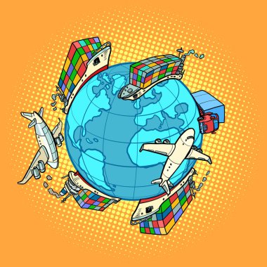 kargo taşımacılığı uçak konteynır kamyonu, lojistik uluslararası ticaret