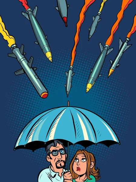 以色列和其他国家的反导弹保护伞。保护平民免遭恐怖分子袭击 — 图库矢量图片