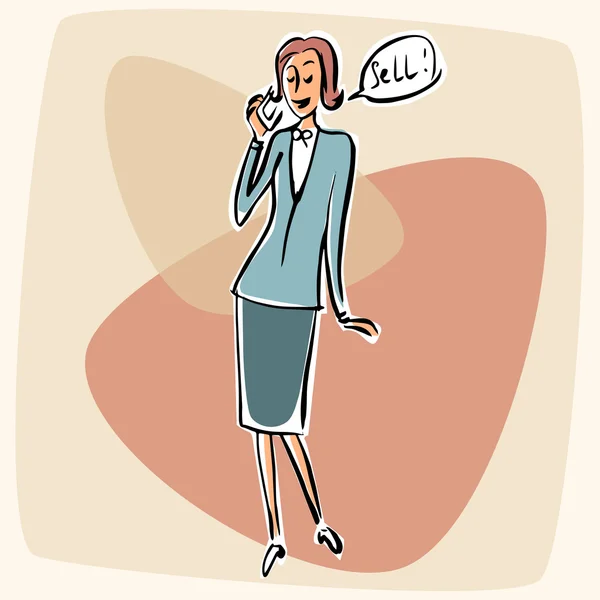 Businesswoman talking phone sell