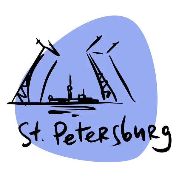 St. Petersburg Rusland ophaalbrug Neva — Stockvector